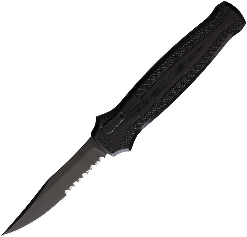 Piranha Knives Automatic RatedR Knife OTF Black Aluminum Serrated 154