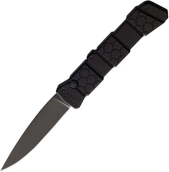 Piranha Knives Automatic 21 Knife Button Lock Black Aluminum Spear Pt S30V Blade CP21BKT