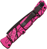 Piranha Knives Automatic 21 Tactical Knife Button Lock Pink Camo Aluminum Black S30V Blade CP21PKT