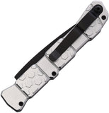 Piranha Knives Automatic 21 Tactical Knife Button Lock Silver Aluminum Black S30V Blade CP21ST
