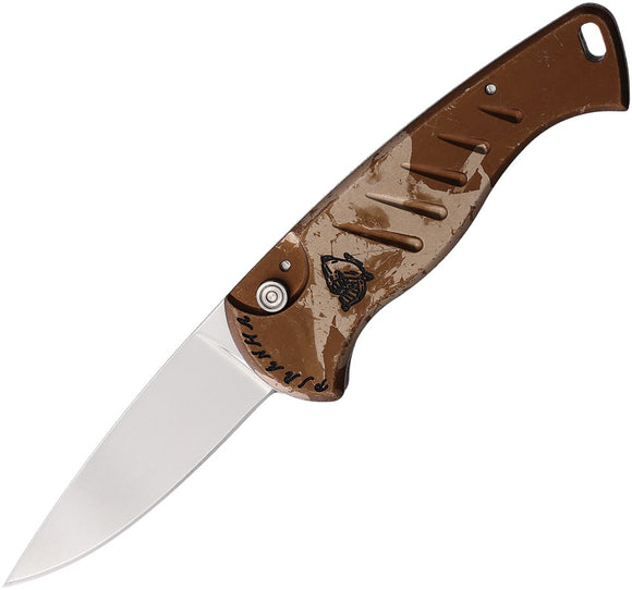 Piranha Knives Automatic Fingerling Knife Button Lock Camo Aluminum 154CM Blade CP2C