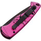 Piranha Knives Automatic Fingerling Knife Button Lock Pink Camo Aluminum Black 154CM Blade CP2PKT