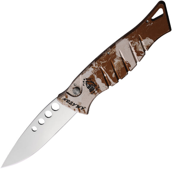 Piranha Knives Automatic Amazon Knife Button Lock Camo Aluminum 154CM Blade CP3C
