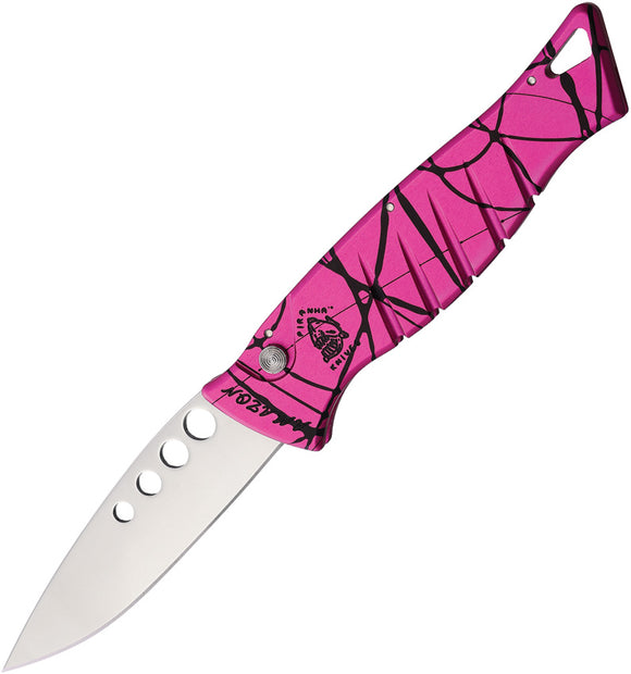Piranha Knives Automatic Amazon Knife Button Lock Pink Camo Aluminum 154CM Blade CP3PK