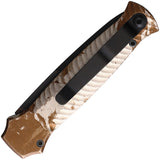 Piranha Knives Automatic Miniguard Knife Button Lock White/Tan Camo S30V Fixed Blade Knife 7CT