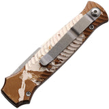 Piranha Knives Automatic Miniguard Knife Button Lock White/Tan Camo S30V Fixed Blade Knife 7C