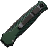 Piranha Knives Automatic Miniguard Knife Button Lock Green Aluminum S30V Fixed Blade Knife 7GT