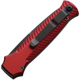 Piranha Knives Automatic Miniguard Knife Button Lock Red Aluminum S30V Fixed Blade Knife 7RT