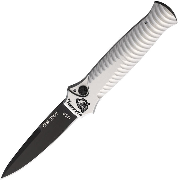 Piranha Knives Automatic Miniguard Knife Button Lock Silver Aluminum S30V Fixed Blade Knife 7ST