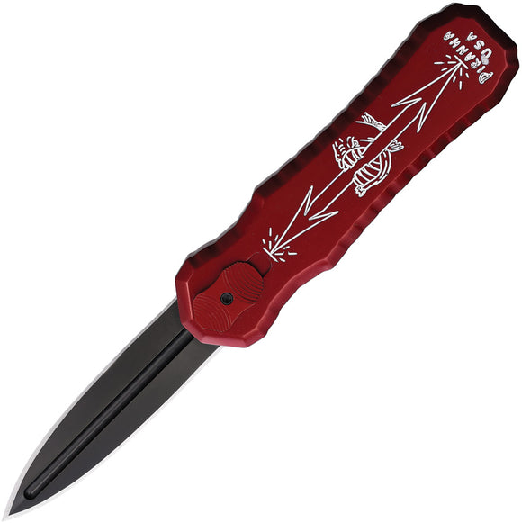 Piranha Knives Automatic Excalibur Tactical Knife OTF Red Aluminum Black 154CM Blade CP8RT