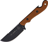 TOPS Knives 7" Pit Stop 3 Fixed Black Traction Coat Blade Tan Handle Knife