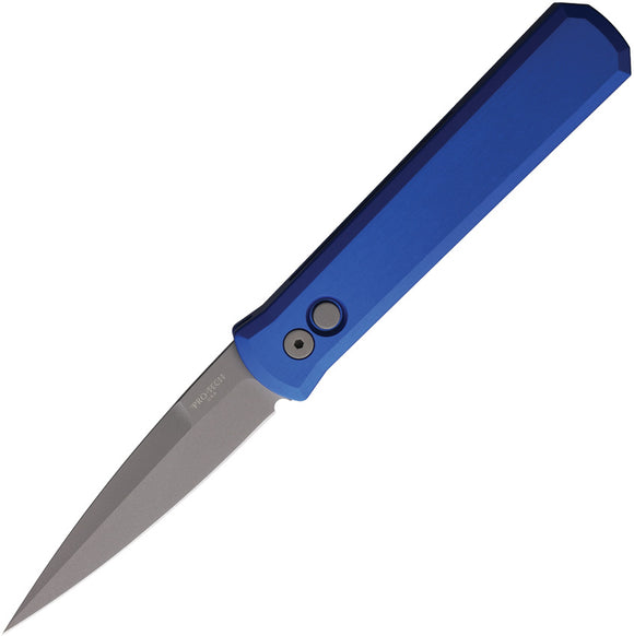 Pro Tech Automatic Godfather Knife Button Lock Blue Aluminum 154CM Blade 920BLUE