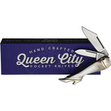 Queen City Leg White Black Pearl Folding Stainless Clip & Pen Pocket Knife 011