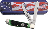 Queen Mini Trapper Green Jigged 1095 Carbon Steel Pocket Knife GPSB07