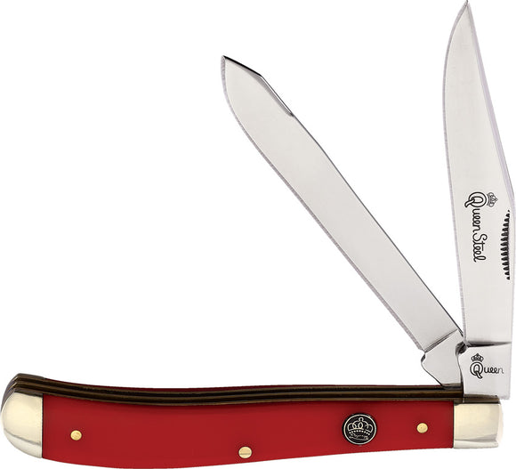 Queen Slim Trapper Red Smooth Bone Folding Stainless Clip & Spey Pocket Knife 30R