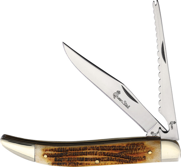 Queen Fish Knife Winterbottom Jigged Bone Folding Stainless Steel Pocket Knife 46WB