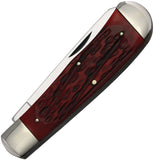 Queen Big Boy Trapper Factory Second Red Jigged Bone Folding Pocket Knife X7555