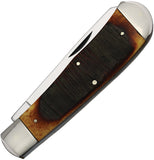 Queen Big Boy Trapper Factory Second Burnt Bone Folding Pocket Knife X7565