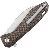 QSP Knife Pelican Pocket Knife Linerlock Brown Micarta Folding CPM-S35VN 118A1
