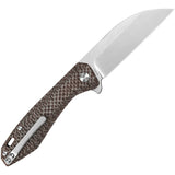 QSP Knife Pelican Pocket Knife Linerlock Brown Micarta Folding CPM-S35VN 118A1