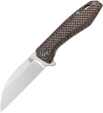 QSP Knife Pelican Pocket Knife Linerlock Brown Micarta Folding CPM-S35VN 118A1