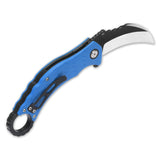 QSP Eagle Blue Folding Hawkbill Karambit Knife 120d