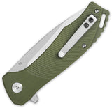 QSP Knife Raven Linerlock Green G10 Folding D2 Steel Pocket Knife 122B1