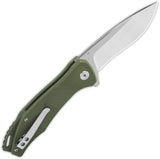 QSP Knife Raven Linerlock Green G10 Folding D2 Steel Pocket Knife 122B1