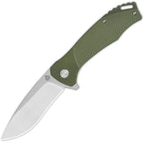 QSP Knife Raven Linerlock Green G10 Folding D2 Steel Pocket Knife 122B1