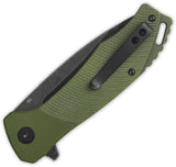 QSP Knife Raven Linerlock Green G10 Folding Black D2 Steel Pocket Knife 122B2