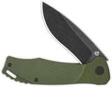 QSP Knife Raven Linerlock Green G10 Folding Black D2 Steel Pocket Knife 122B2