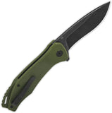 QSP Knife Raven Linerlock Green G10 Folding Black D2 Steel Pocket Knife 122B2
