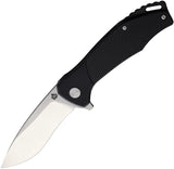 QSP Knife Raven Linerlock Black G10 Folding Satin D2 Steel Pocket Knife 122C1