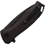 QSP Knife Raven Linerlock Brown Micarta Folding D2 Steel Pocket Knife 122D2