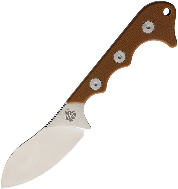 QSP Knives Neckmuk Brown G10 D2 Steel Fixed Blade Neck Knife w/ Sheath 125B