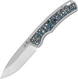 QSP Knife Puffin Framelock Gray Titanium & Carbon Fiber Folding Knife 127F1