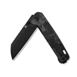 QSP Penguin Shredded Carbon Fiber D2 Black Blade Folding Knife 130u