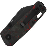 QSP Knife Penguin Mini Knife Linerlock Red & Black CF Folding 14C28N 130XSE2