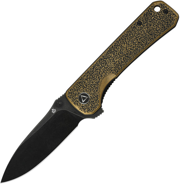 QSP Knife Hawk Linerlock Brass & Black 14C28N Sandvik Folding Knife 131L