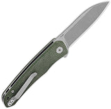 QSP Knife Otter Linerlock Green Micarta Folding 14C28N Steel Pocket Knife 140E1