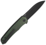 QSP Knife Otter Linerlock Green Micarta Folding Black 14C28N Pocket Knife 140E2