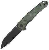 QSP Knife Otter Linerlock Green Micarta Folding Black 14C28N Pocket Knife 140E2