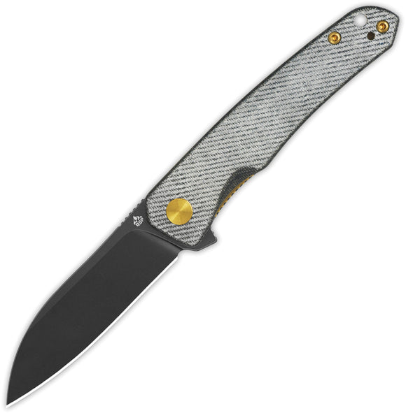QSP Knife Otter Linerlock Denim Micarta Folding Black 14C28N Pocket Knife 140F2