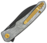 QSP Knife Otter Linerlock Denim Micarta Folding Black 14C28N Pocket Knife 140F2