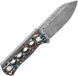 QSP Knife Canary Nebula Carbon Fiber Damascus Steel Fixed Blade Neck Knife 141J