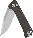 QSP Knife Grebe Button Lock Brown Micarta Folding 14C28N Clip Point Pocket Knife 147A1