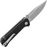QSP Knife Grebe Button Lock Black G10 Folding SW 14C28N Clip Point Pocket Knife 147C1