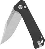 QSP Knife Grebe Button Lock Black G10 Folding SW 14C28N Clip Point Pocket Knife 147C1