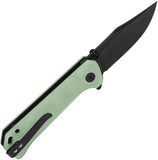 QSP Knife Grebe Button Lock Jade G10 Folding Black 14C28N Clip Point Pocket Knife 147D2