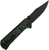 QSP Knife Grebe Button Lock Green & Black Carbon Fiber Folding S35VN Clip Pt Knife 147G2